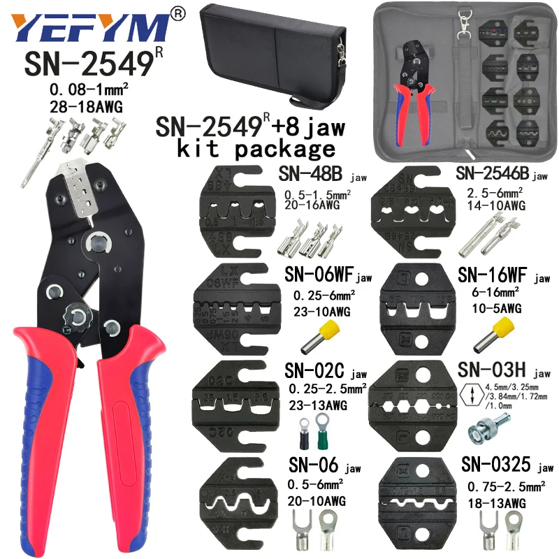Crimping Pliers SN-2549 +8 Jaw Kit Package for 2.8 4.8 XH2
