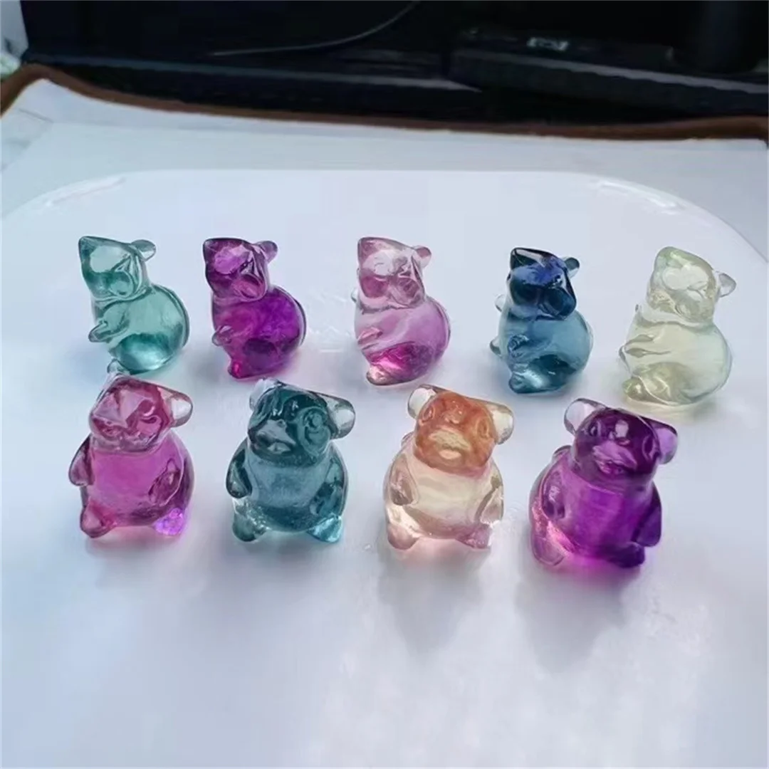 

10pcs/bag natural random 15mm cute small fluorite mouse home decoration gift