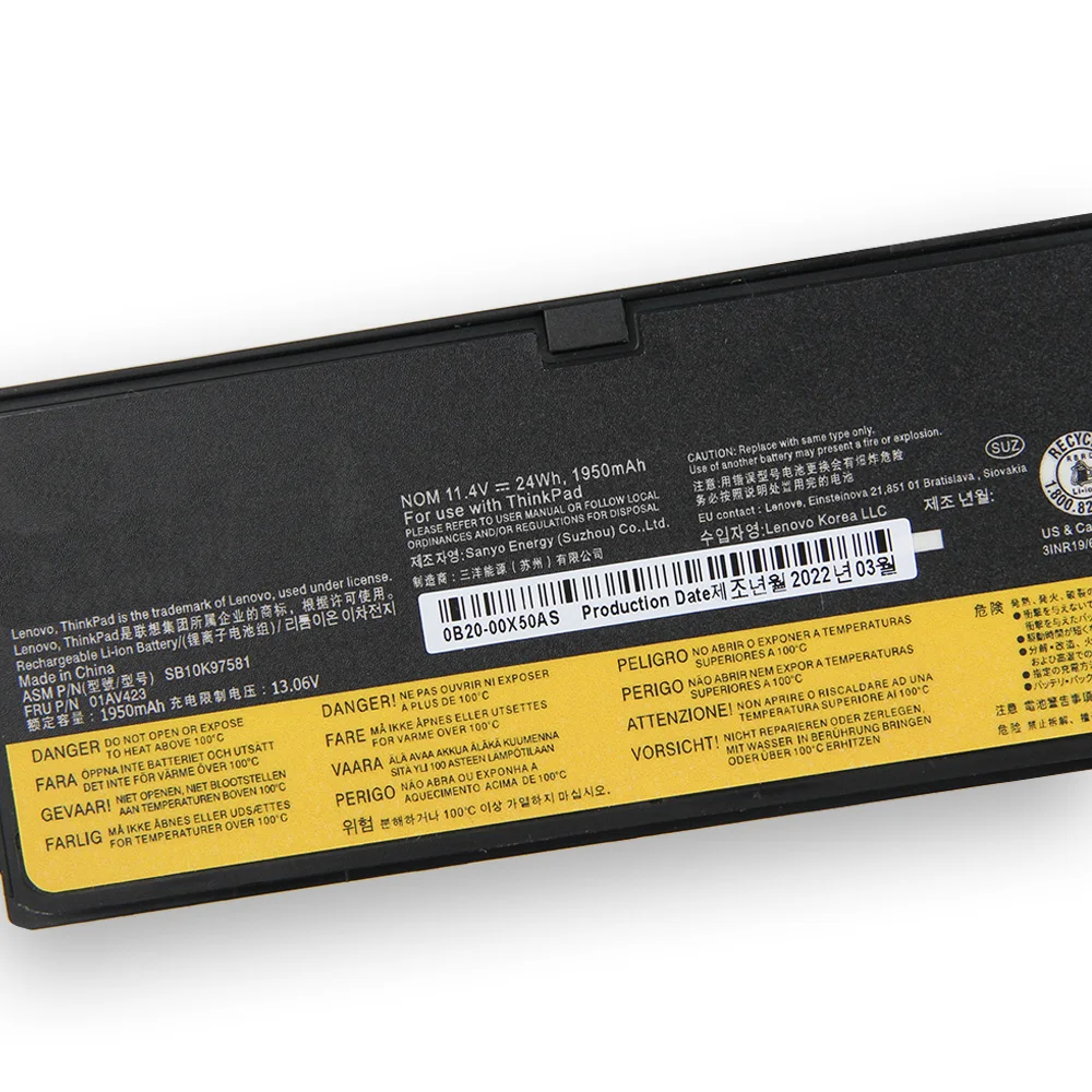 Rechargeable Battery 48Wh 24Wh For Lenovo Thinkpad T570 T470 A475 A485 T580 T480 P51 P52S 61+ 61 Replacement Battery SB10K97578