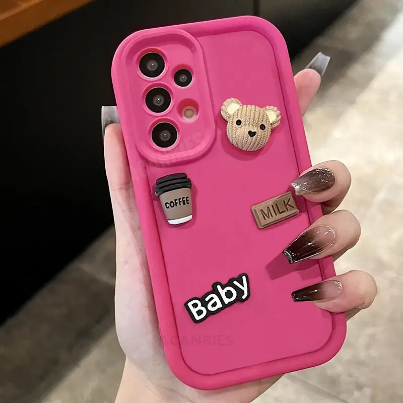 A 52 32 53 33 لطيف ثلاثية الأبعاد الدب السائل غطاء من السيليكون لسامسونج غالاكسي A52 A53 A33 A73 A13 A23 A32 A72 4g 5g الكرتون لينة غطاء A52s