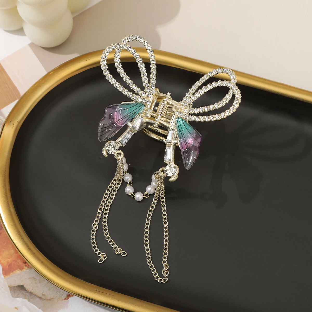 Tassel Chain Hair Claws Clip Women Ladies Luxury Retro Butterfly Hairpin Crabs Claw Girls Festival Hair Accessories Hair Crab