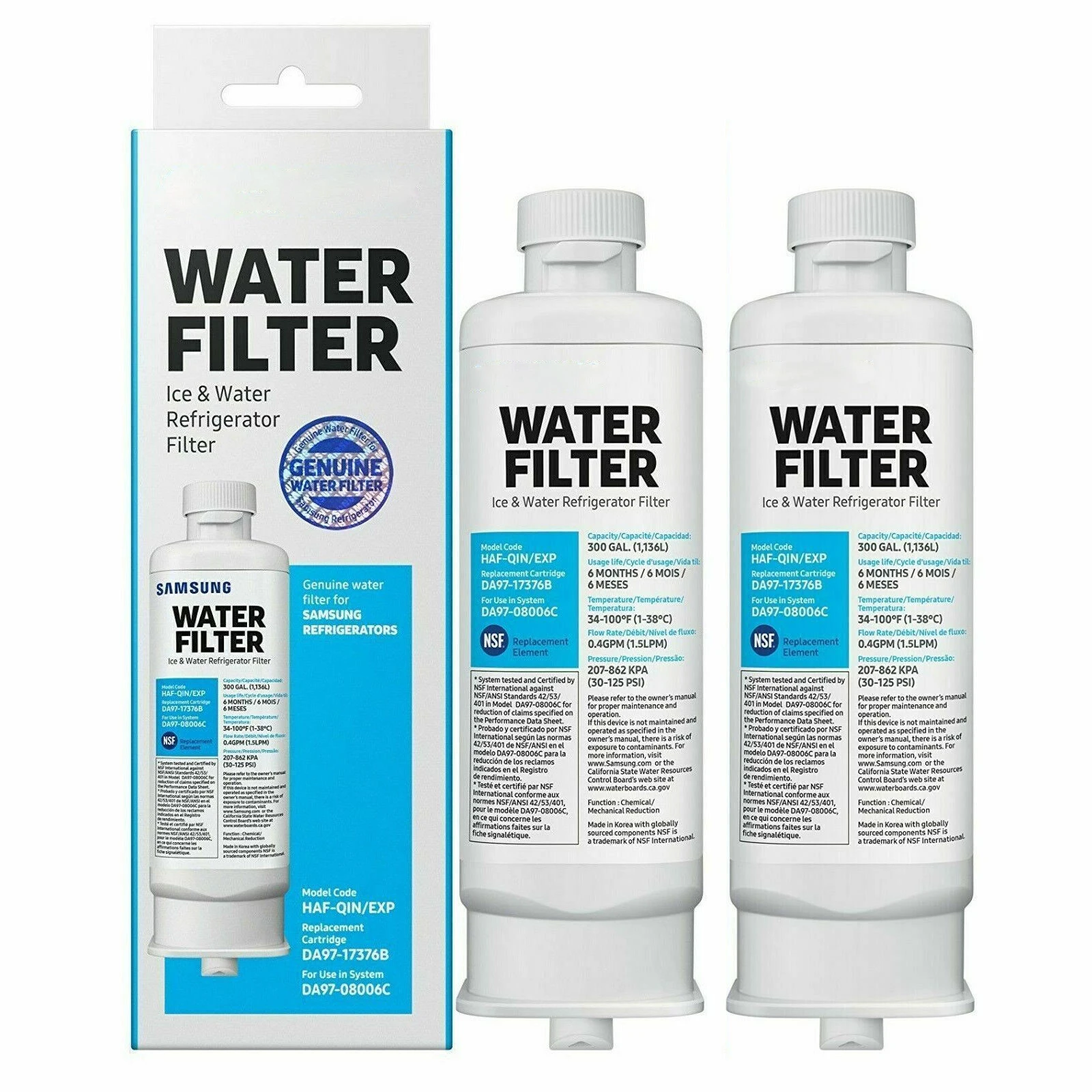 2Pack Fits for DA97-17376B HAF-QIN/EXP Samsung Refrigerator Water Filter White New