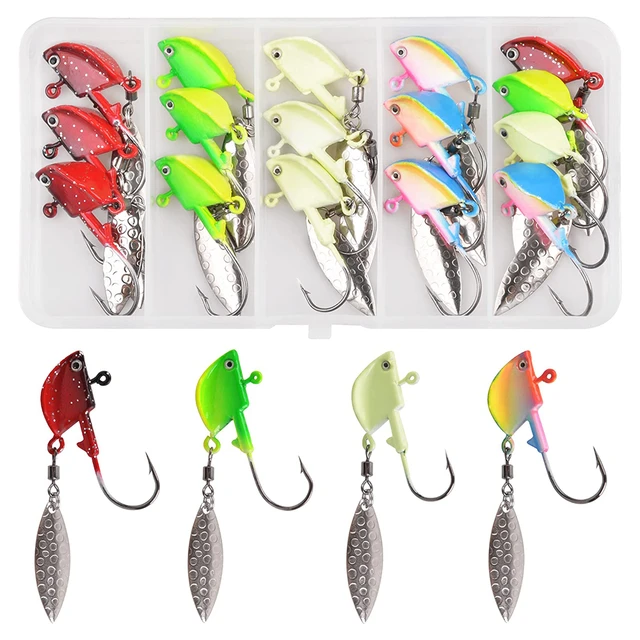 16Pcs Jig head Fishing hooks with Spinner Spoon blade Worm bait saltwater jig  heads for Crappie Bass fishing 7g 10g 14g