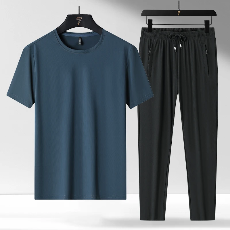 Fashion Loose Elastic Waist Zipper Pockets Bandage Casual Sets 2024 Men Clothing Summer New Oversized Solid Color Men's Sets
