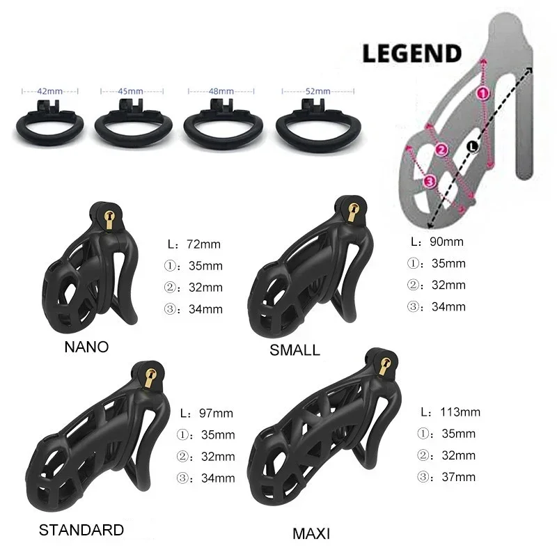 Male Penis Lock Chastity Cage with Lock Resin Virginity for Men Breathable Cock Ring Penis Fetish Restrain Sex Toys