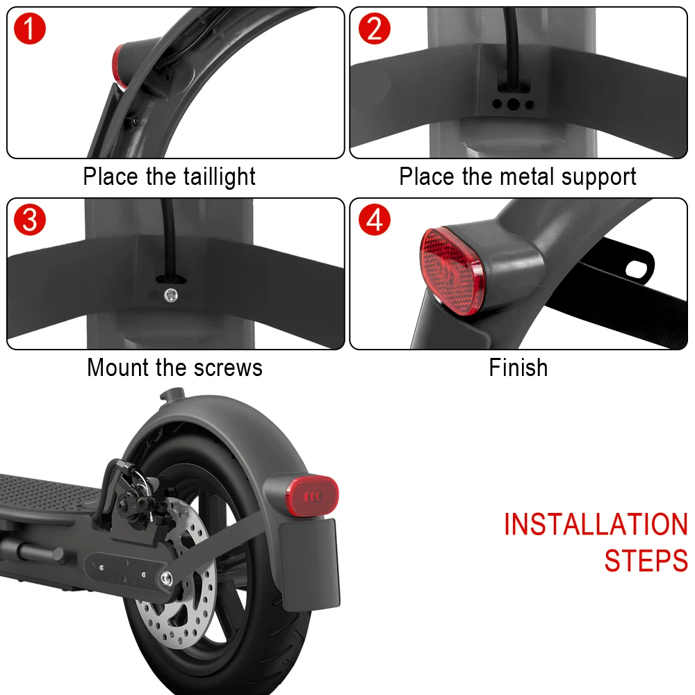 Description Picture 5 of itemRear Mudguard Brake Taillight Fender for Iconic Brand M365 Electric Scooter Pro 2 Mi3 With Gap Cover Pad Parts Set Reinforced Holder