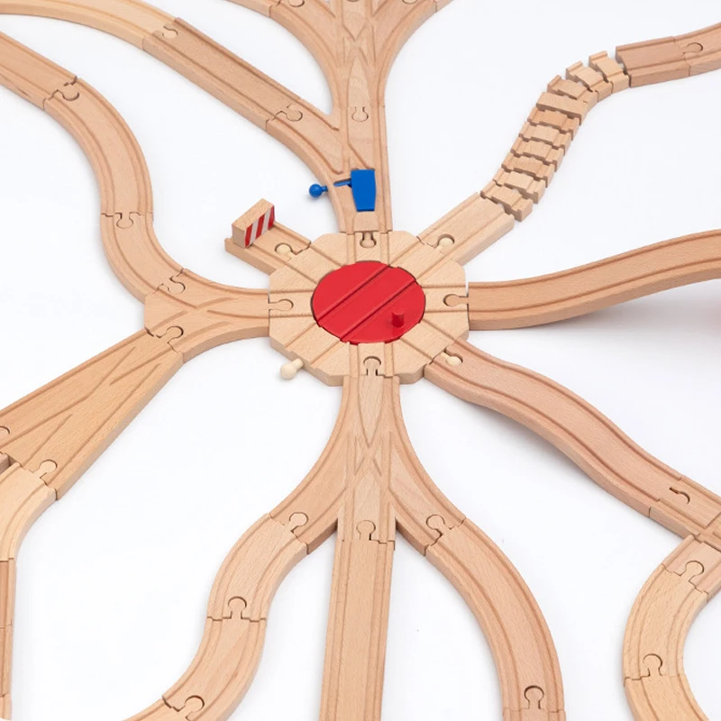 New Wooden Track Accessories Beech Wood Railway Train Track Parts fit for Brand Wood Tracks Education Toys for Children 4