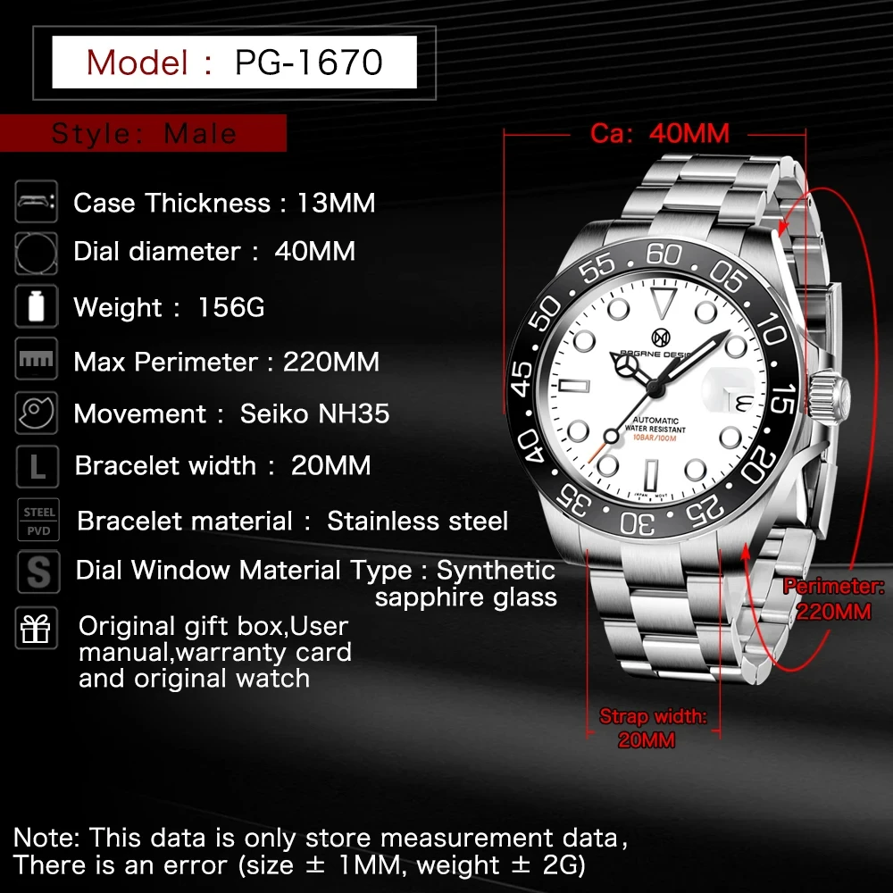 Pagani Design 2023 New Business Men's Automatic Mechanical Watch Sapphire Stainless Steel Sports Waterproof 10Bar Watch for Men