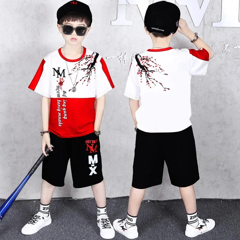 

Children'S Clothes Boys Summer Clothing Sets 2024 New Fashion O-Neck Short Sleeve Flower Letters Print Top & Pants 2 Piece Suits