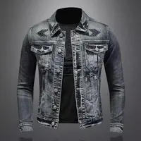 Veste en jean vintage pour hommes, vêtements de motard, revers boutonné, beau, tendance de la rue, rue adt 2