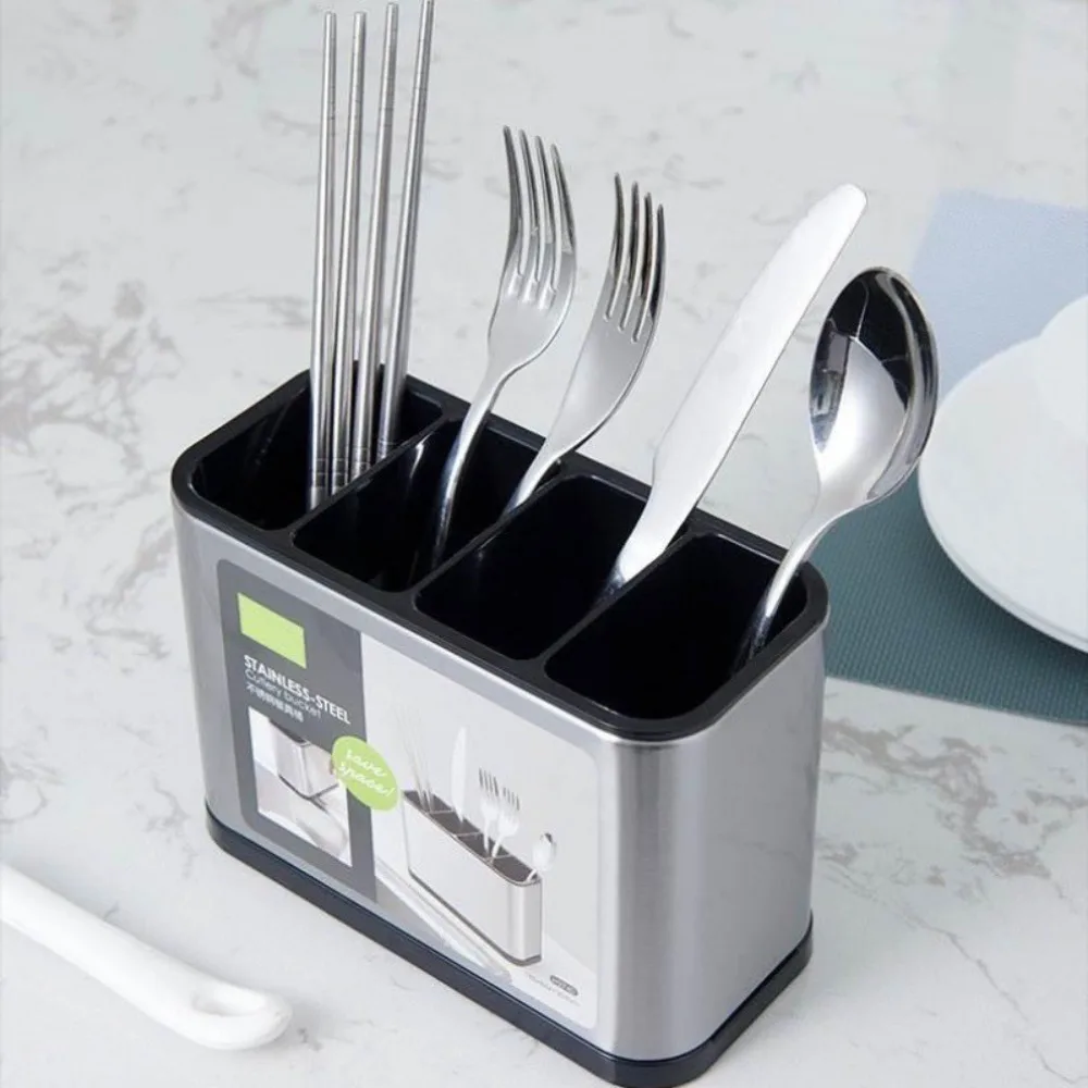 Kitchen Cutlery Organizer Knife Stand Plastic Drain Storage Holder Spoon Fork Chopstick Kitchenware Cooking Tool Tray Shelf Box
