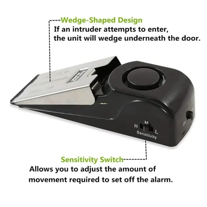 Wireless Door Stop Stopper Alarm Block Blocking System Anti-theft Burglar Stop System Security Home Wedge Shaped 120 db