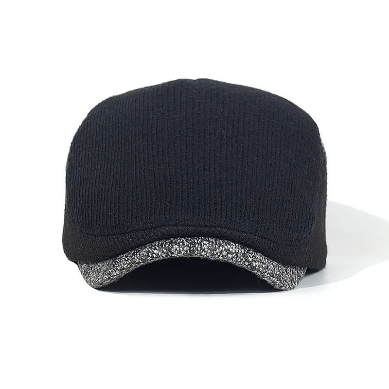 Newsboy Hat Men Thick Autumn Winter Vintage Herringbone Octagon Cap Casual knitted Berets Gatsby Flat Hat Color Matching