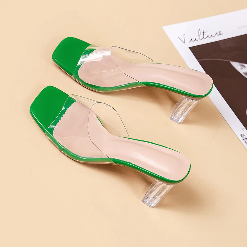 

Сандалии женские прозрачные с открытым носком, квадратным носком, ПВХ, лето 2023