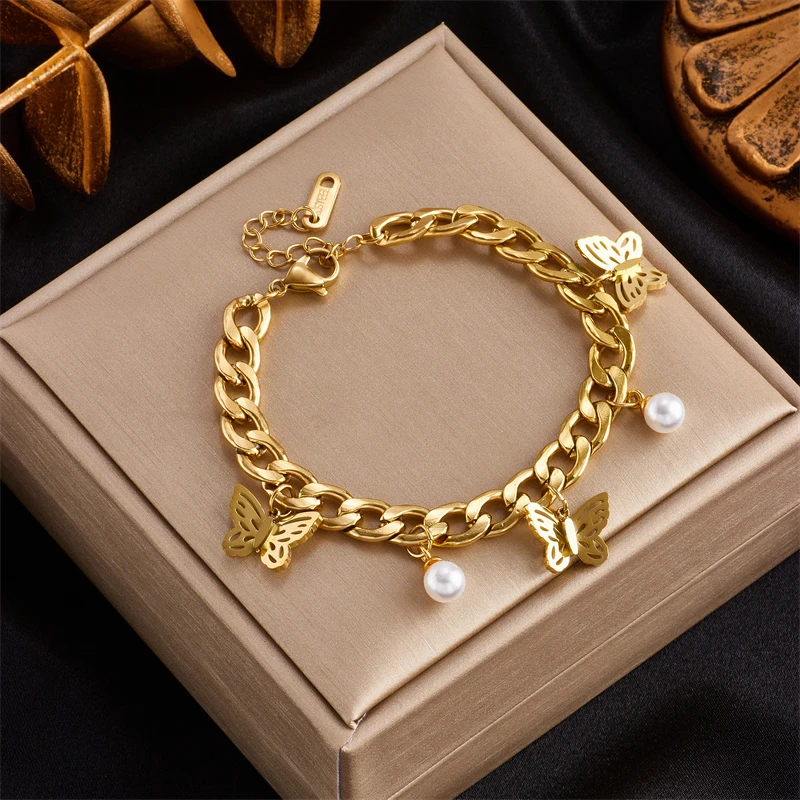 316L Stainless Steel Gold Color Charm Bangle Bracelet For Women Rustproof Wrist Jewelry Party Gifts Bijoux DIEYURO bracelet jewelry