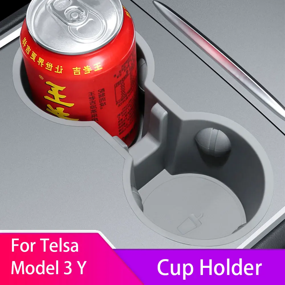 

Car Water Cup Holder For Tesla Model 3 Model Y 2021-2023 Accessories Silicone Skid Proof Water Proof Double Hole Holder