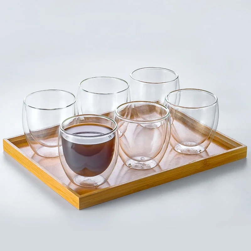 Café,Verre double paroi transparent,tasse bodum thule résistante à la  chaleur,80-250-350-450 ml,gobelets de café - Type 6Pcs 80ml - Cdiscount  Maison