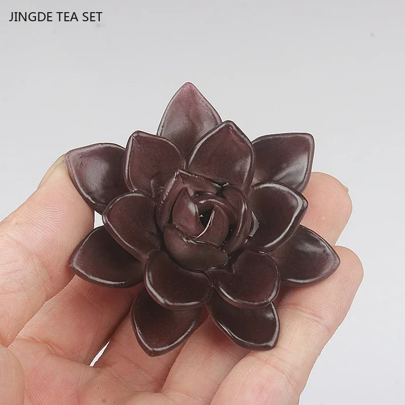 Tea Pet Ornaments Ceramic Color-changing Tea Pet Chinese Tea Set Accessories Flower Model Sculpture Decoration Home Tray Ornaments Crafts