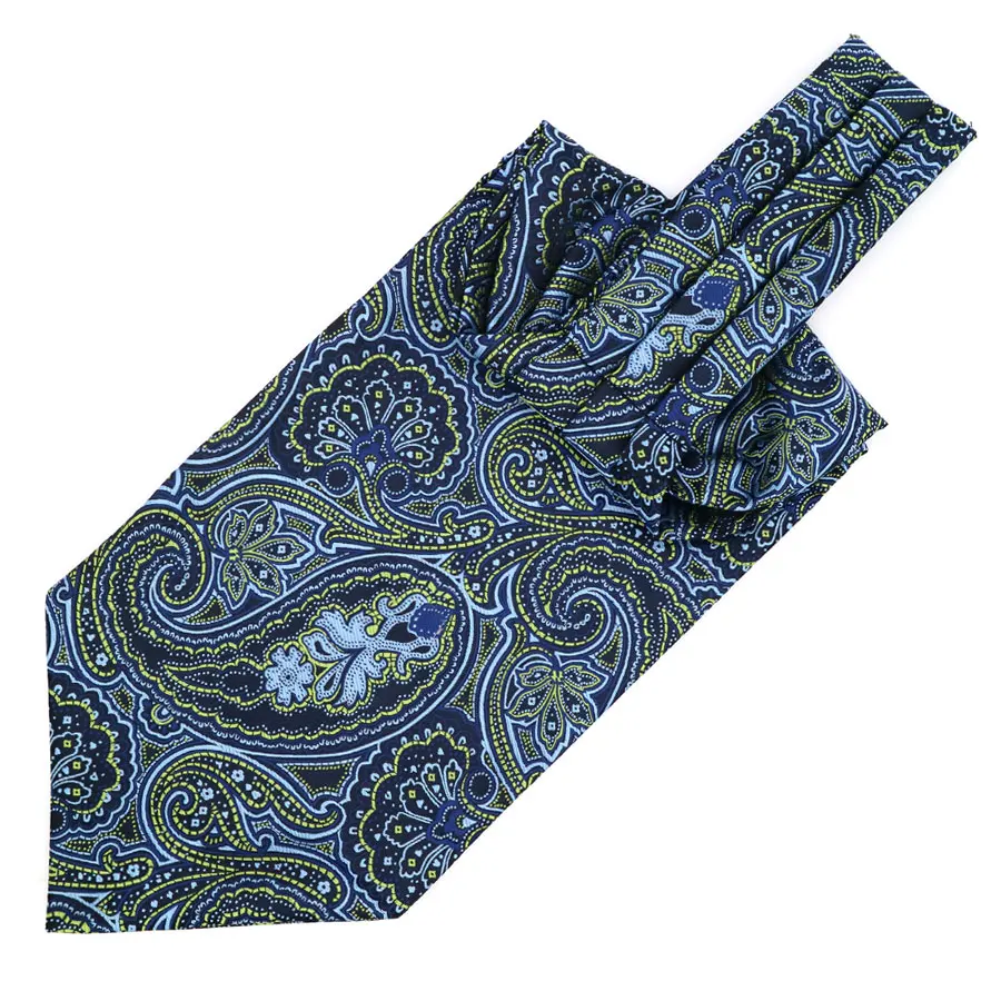 

Vintage 100% Silk Men's Cravat Ascot Ties Blue Yellow Black Floral Jacquard Scarf Self-tied Neckties For Wedding Party LI20-08