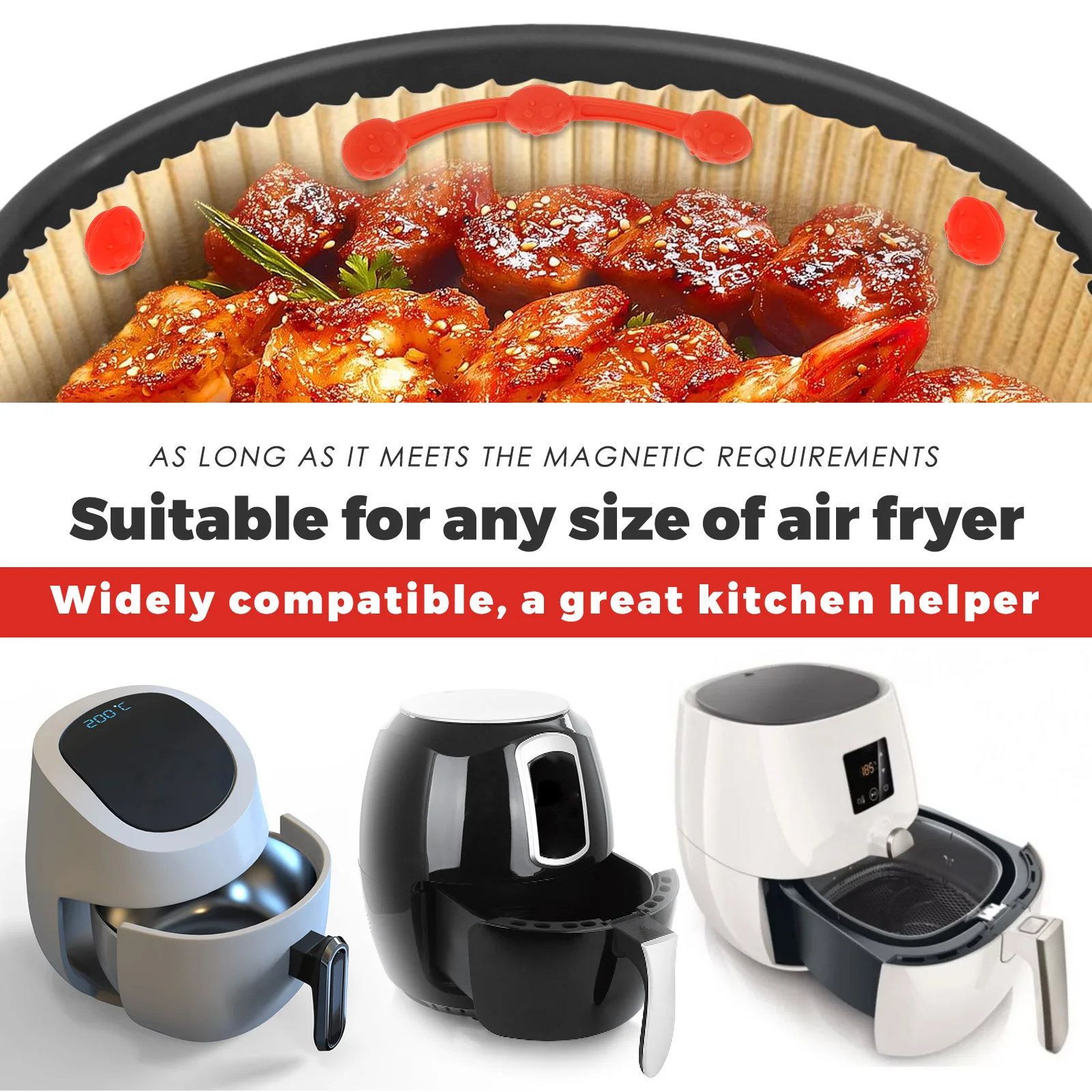 Magnetische siliconen gespen, 4 stuks magneten voor airfryer bakpapier