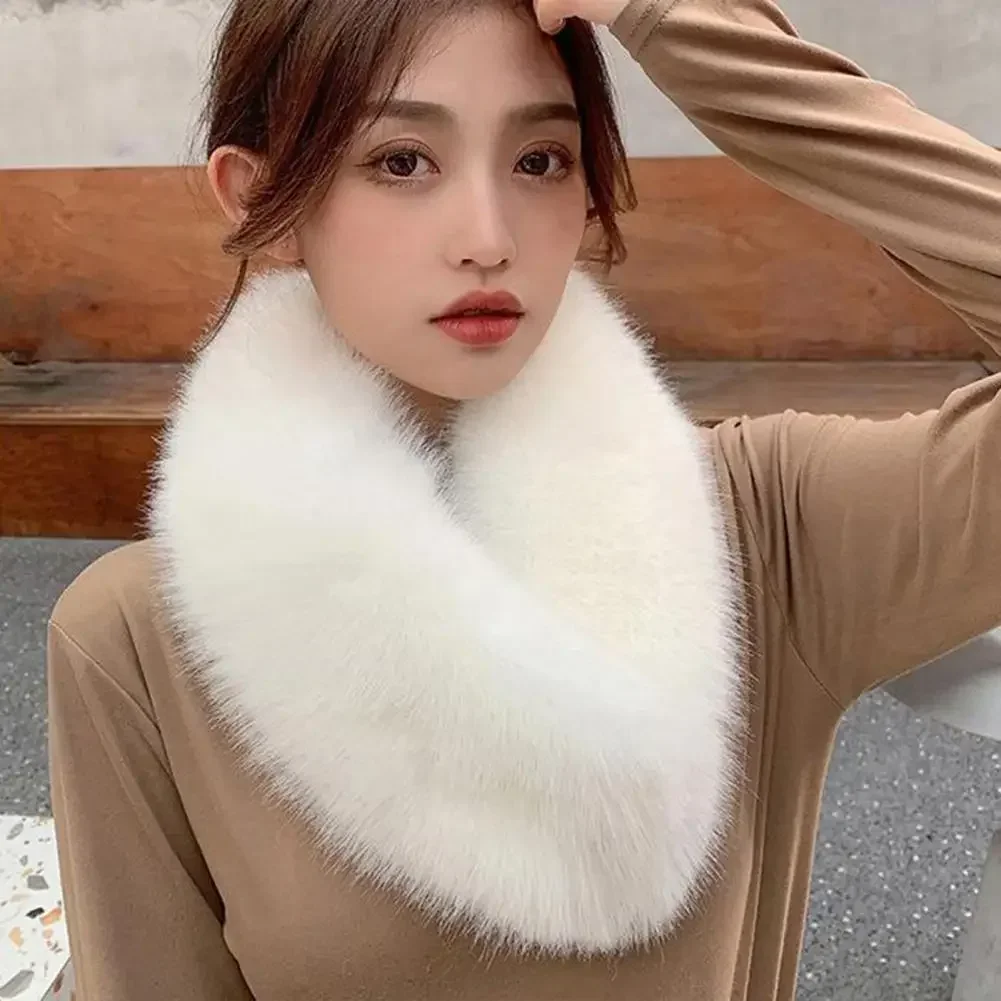 

Neck Warmer Clip Buckle Versatile Cold Resistant Women Winter Faux Fox Fur Collar Scarf Winter Scarf Daily Wear Fur Wrap Shawls