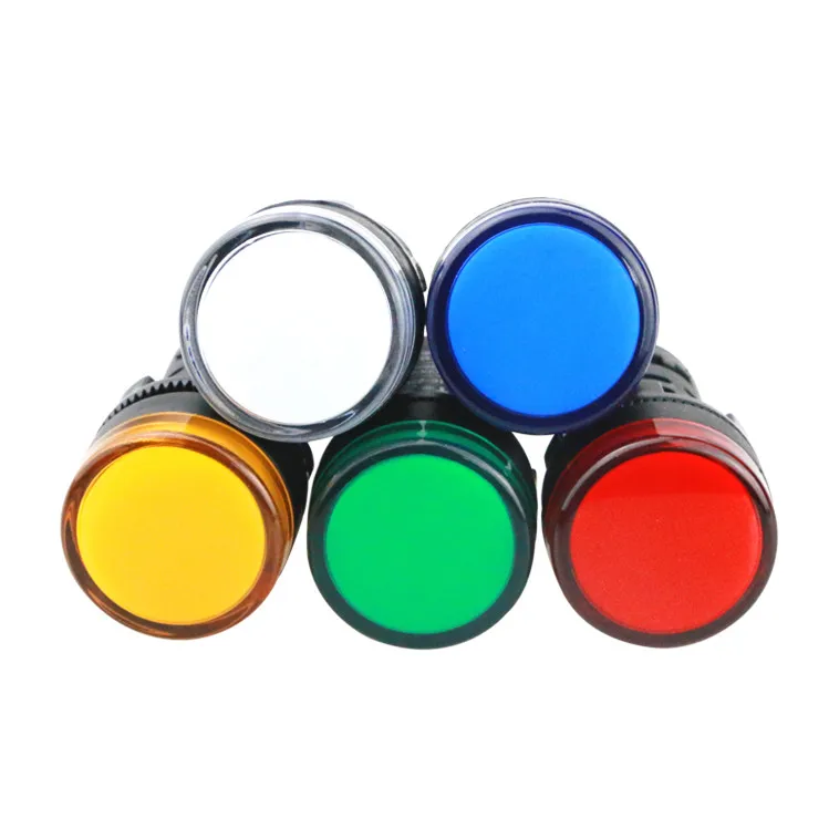5 Colors 22mm 5V 12V 24V 110V 220V LED Indicator Pilot Light Signal Lamp Panel 