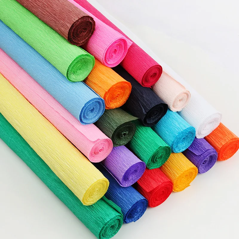 50x250cm 컬러 크레페 종이 롤 종이 접기 Crinkled 크레페 종이 공예 DIY 꽃 장식 선물 포장지 공예