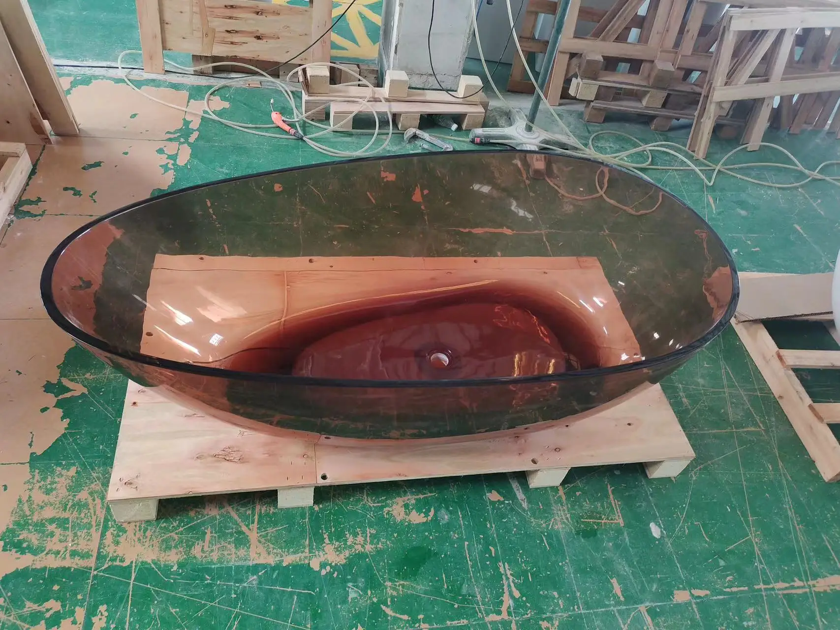 1500x780x540mm New Design Resin Freestanding Bathtub Online Celebrity Colored Transparent Muti-Sized Tub RS1005-AB