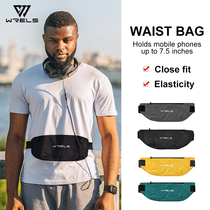 WRELS Waist Bag Outdoor Running Cycling Bag Waterproof Sports Fanny Pack Mobile Phone Case Gym Jogging Run Pouch Belt Bag YB1001