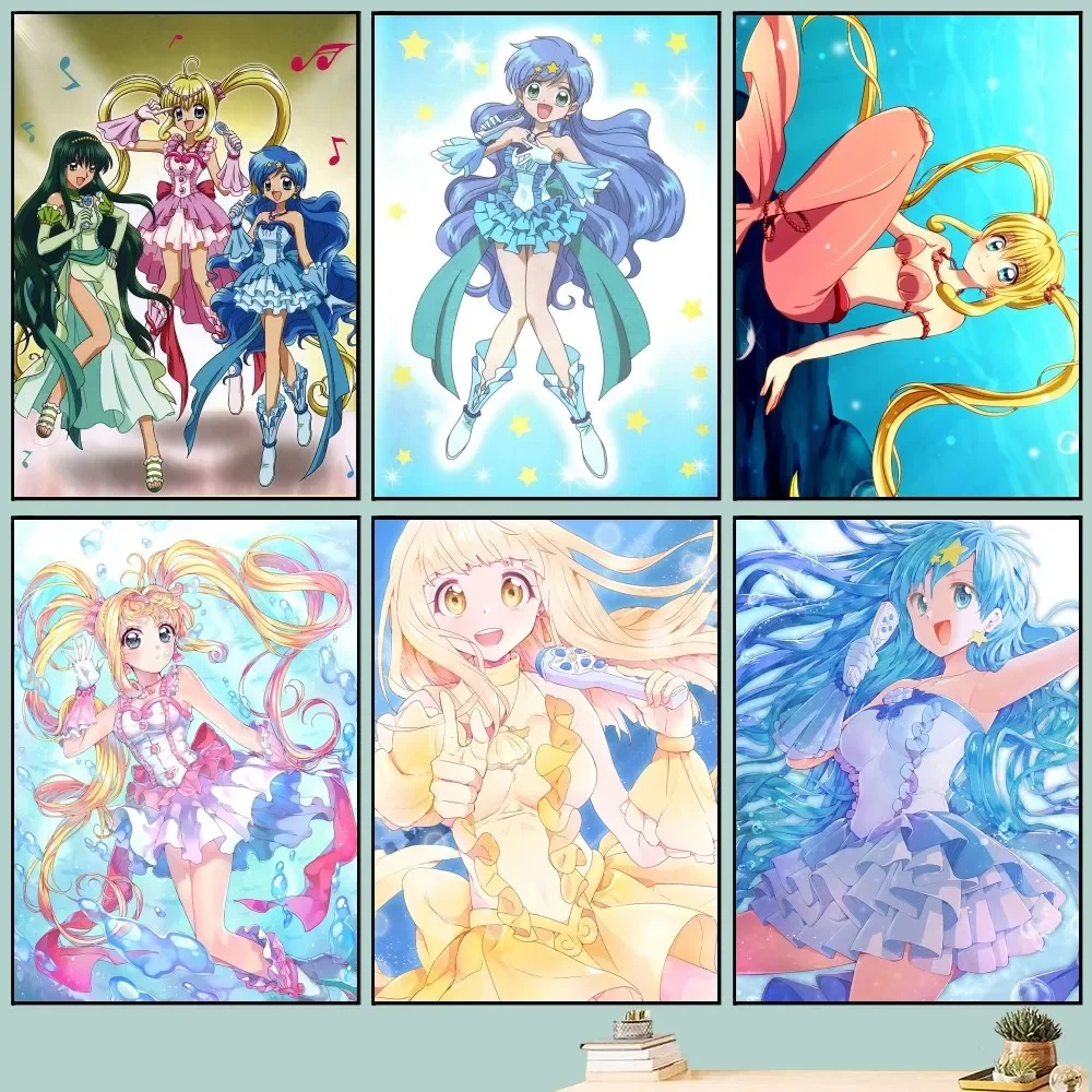 Anime Mermaid Melody Poster Fai Da Te Vintage Movie Poster Wall Art Painting Study Stickers Small Szie Wall Painting