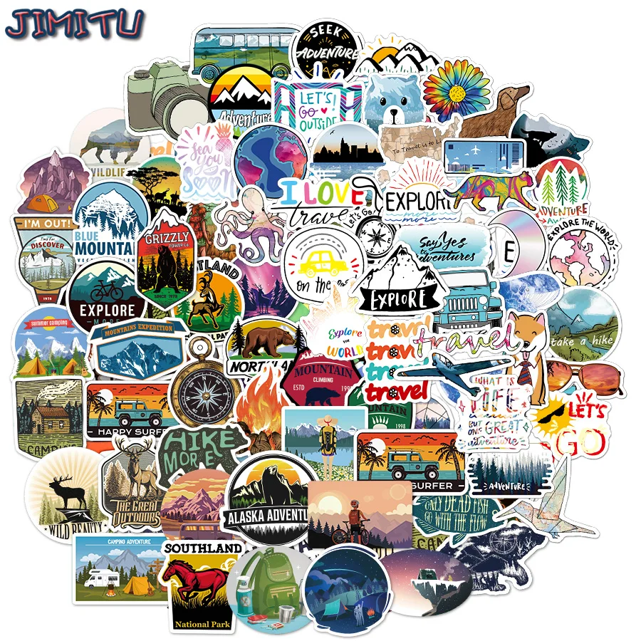 50/100Pcs Outdoor Graffiti Stickers Aesthetic Camping Waterproof Sticker Scrapbooks Phones Laptops Guitar DIY Waterproof Sticker 10 30 50pcs nasa astronaut spacecraft graffiti stickers suitcases laptops mobile phones guitar water cup decorative sticker