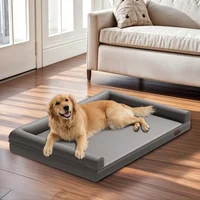 M-XXL Orthopedic Dog Bed Bolster Microfiber Leather Pet Dog Sofa Waterproof Couch Calming Bed with Removable Cover Easy Clean 4
