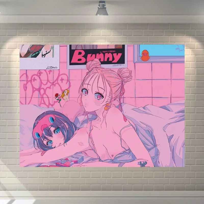 

Teenage Girl Illustration Background Cloth Hanging Cloth Wall Cloth Bedroom Wall Arrangement Room Cover Up Decoration Tapestry