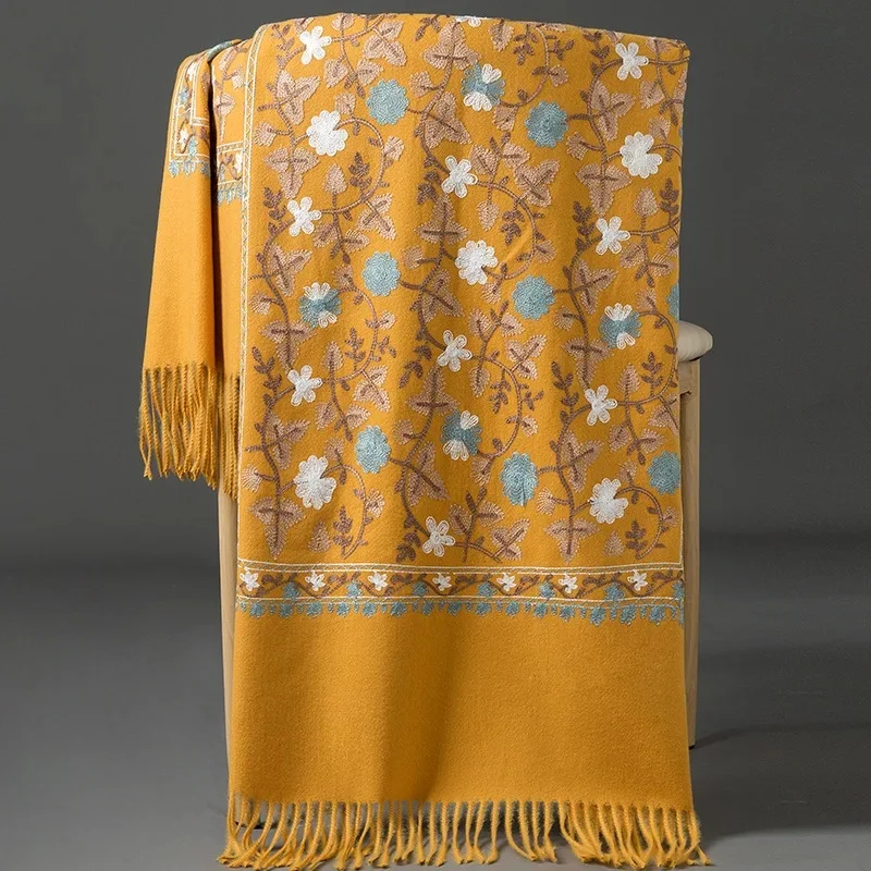 Embroidered ginkgo leaves-turmeric