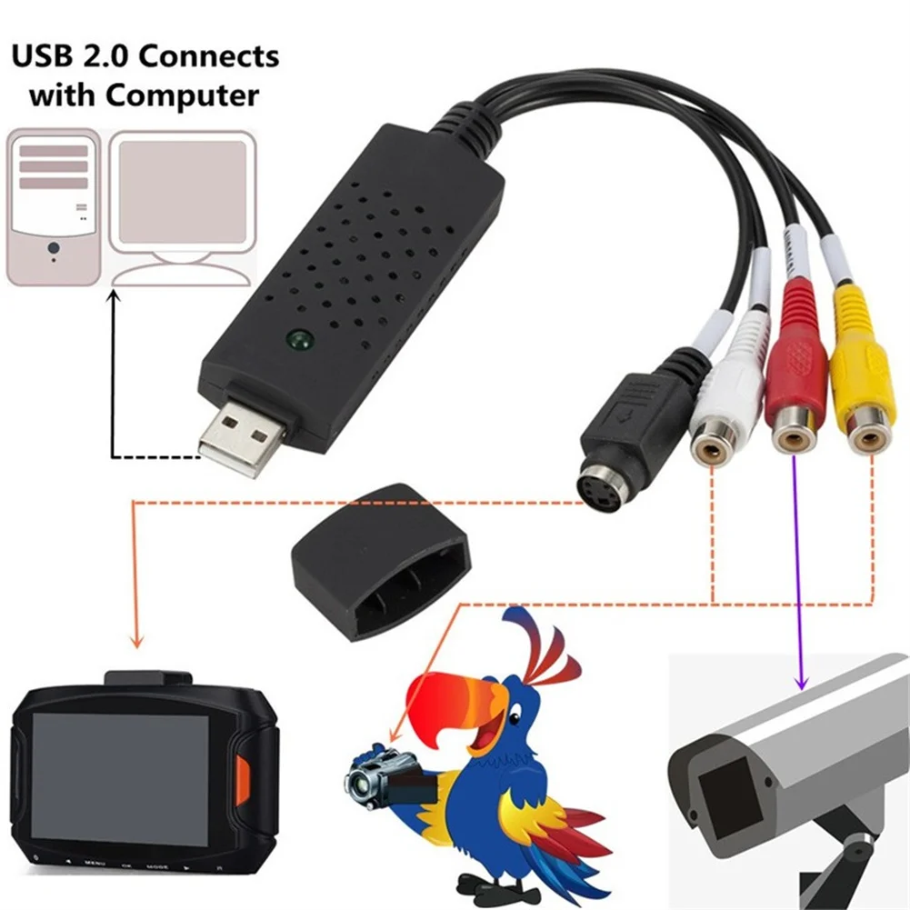 USB 2.0 to AV Video Capture Adapter converter Easier Cap USB Audio Video Capture Device Video TV DVD VHS DVR for Win7/8/10