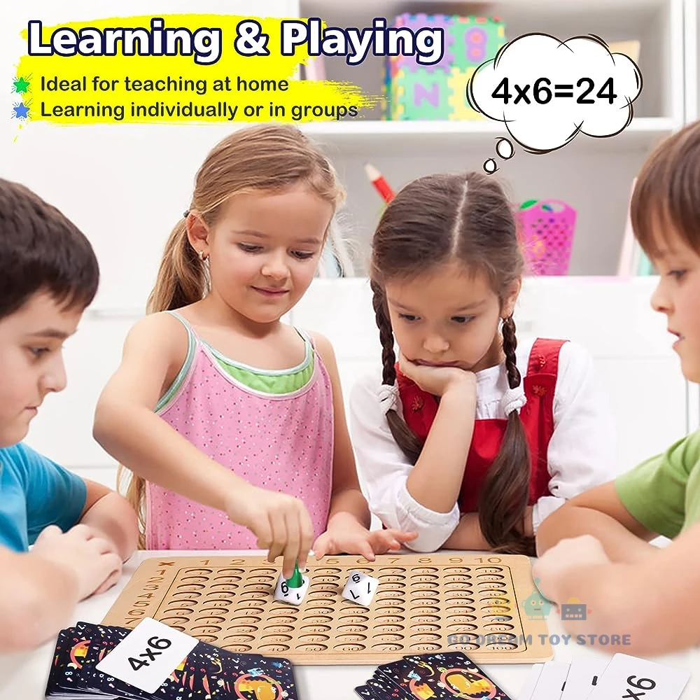 Montessori Multiplication Board Game Math Wooden Toys Kids Learning Educational Table With Flash Cards Counting Teaching Aids 2