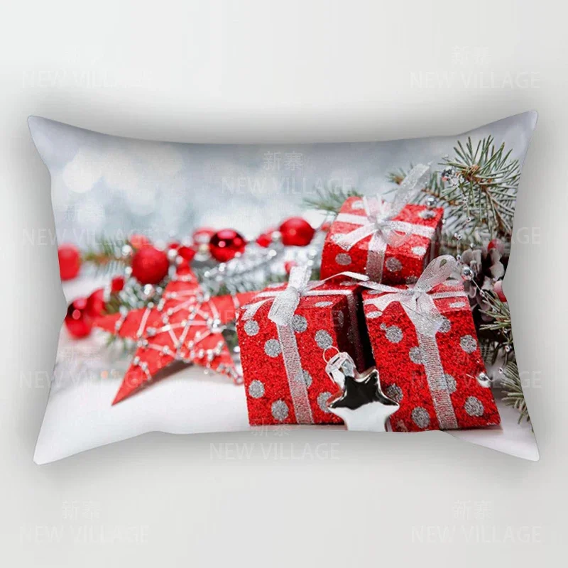 Funda De Almohada Navideña Colorlife 12x20 Pulgadas - Motivo Muñeco De Nieve Y Copos, Decoración Para Sofá O Cama