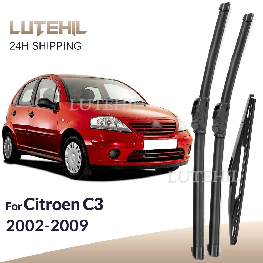 Für Citroen C3 Wischerblätter vorne und hinten Scheibenwischerbürsten 24"+18"+14"