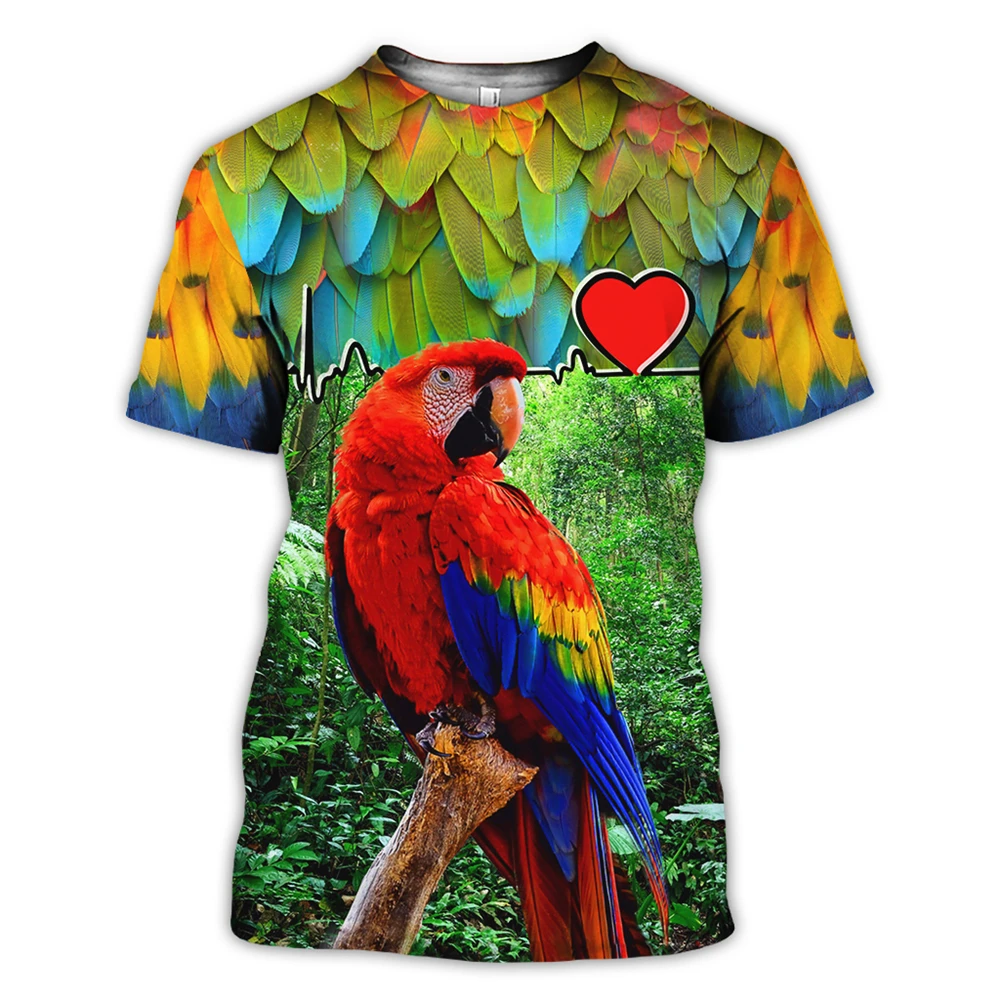 

Parrot Pattern 3d Printed Men's T-Shirt Summer Fashion Trend Creative Short-Sleeved Casual Everything Comfortable Loose Clothing