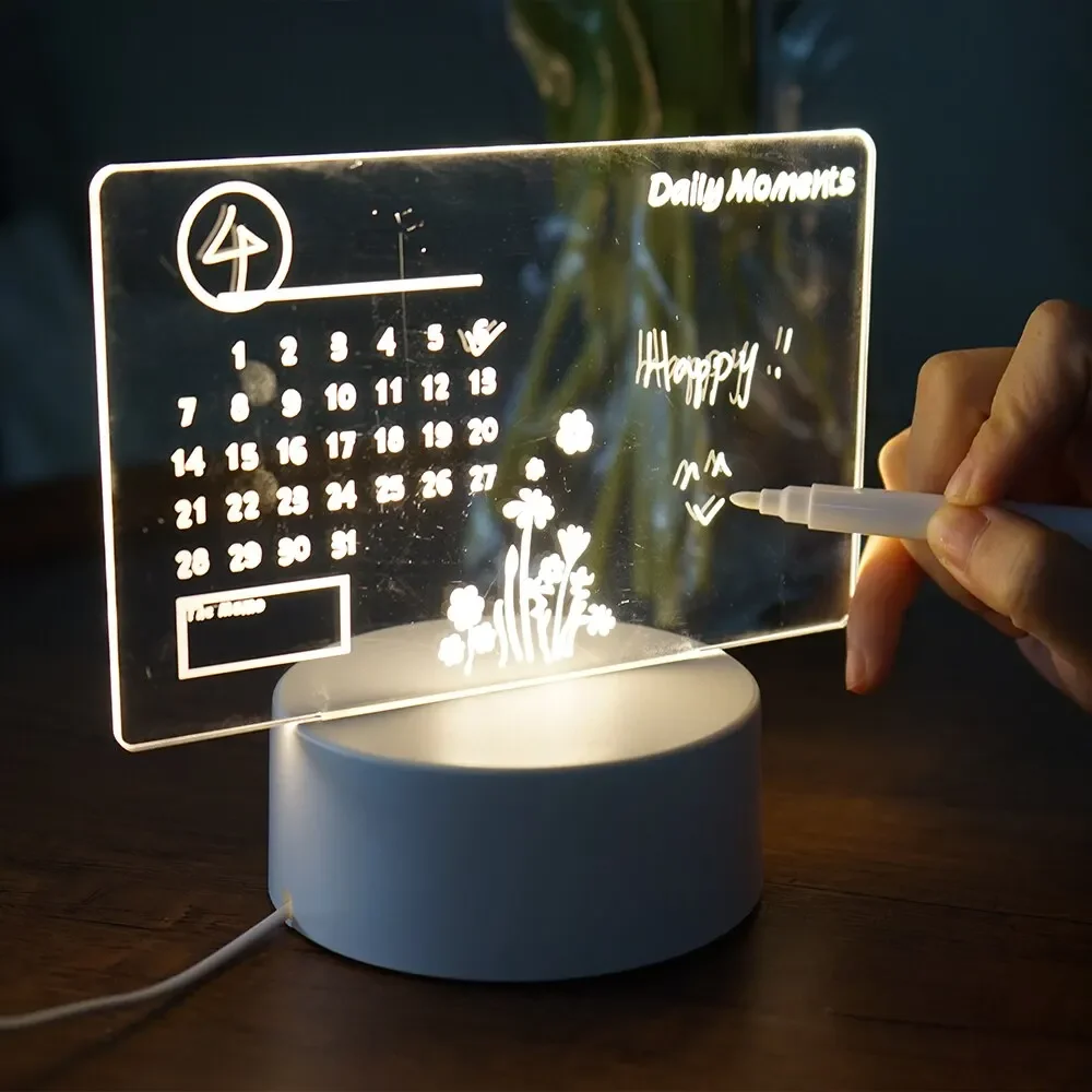 DIY Notepad LED Drawing Board Glowing Acrylic Message Board With Pen Erasable Children's Drawing Letter Message Board Night Lamp - 5
