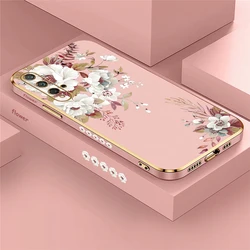 Custodia per telefono con paraurti in TPU shockproof floreale - Cover in silicone morbido con placcatura