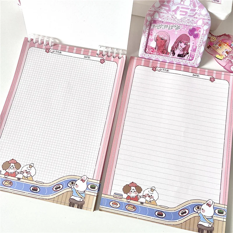 

Ins Cartoon Animal Cute Pink Memo Pad B5 Grid Horizontal Line Punchable Loose-leaf Notebook Kawaii School Stationery 30 Sheets
