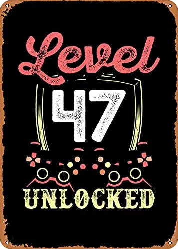 

Level 47 Unlocked Vintage Look Metal Sign Patent Art Prints Retro Gift 8x12 Inch