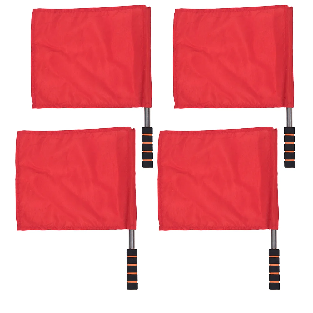 

4 Pcs Match Referee Flag Commanding Volleyball Red Sash Stainless Steel Pole Belt Waving