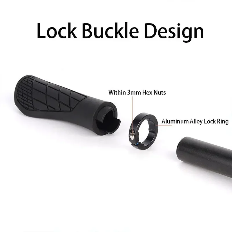 1pair Bicycle Handlebar Grip Rubber Bike HandleBar Cover Anti-Slip Shock Absorbing Lockable MTB Cuffs Cycling Accessories 3