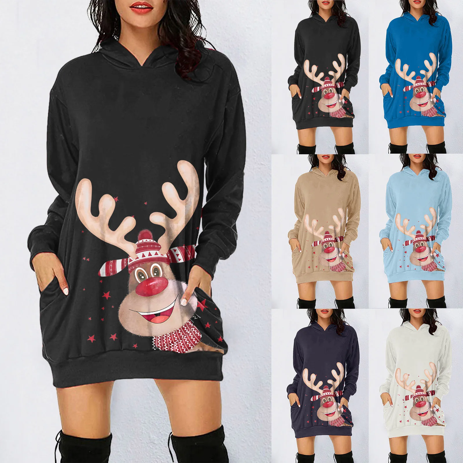 

Women's Christmas Dress Merry Christmas Hoodie Dress Women's Christmas Jumper Christmas Dresses Hoodie Christmas Casual Sundress