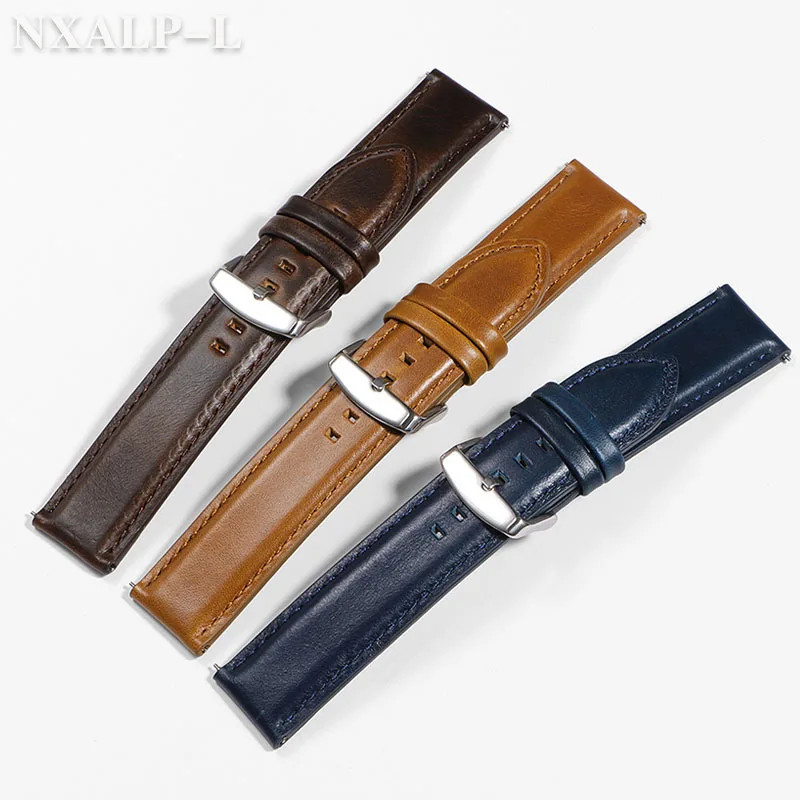 Vintage Genuine Cowhide Leather Quick Release Watch Strap - Premium Watchband Bracelet