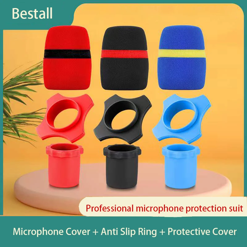 2/set Shakeproof Silicone Microphone Holder Antirolling Mic Protection