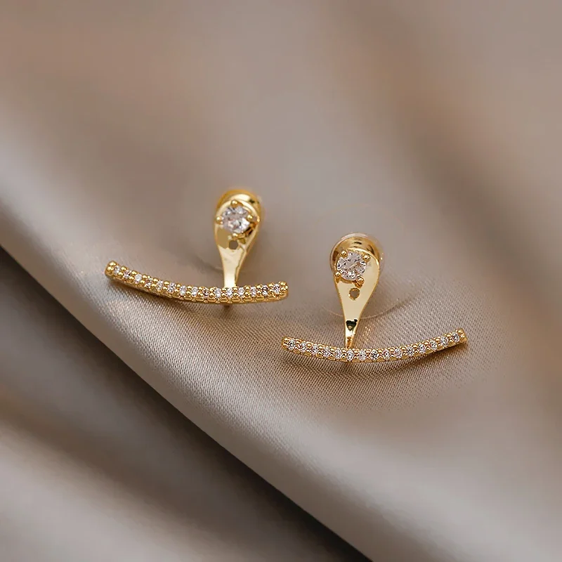 Fashionable Exquisite Small Micro Inlaid Zircon Female Niche Earrings main image 1