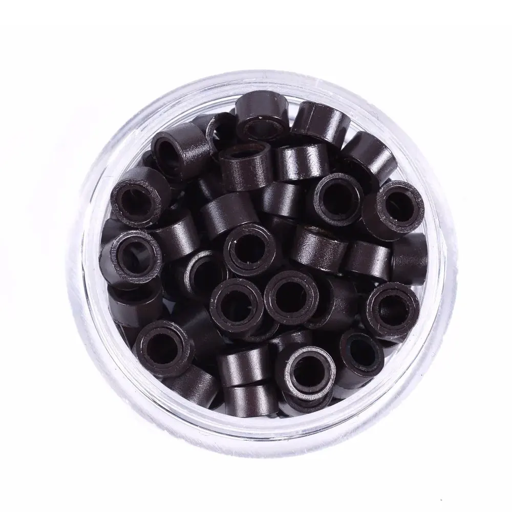 1000pcs Hair Extentions Micro Rings Links Beads, 5mm Silicone Lined Beads for Human Hair Extensions Tool-Multi-colored 2